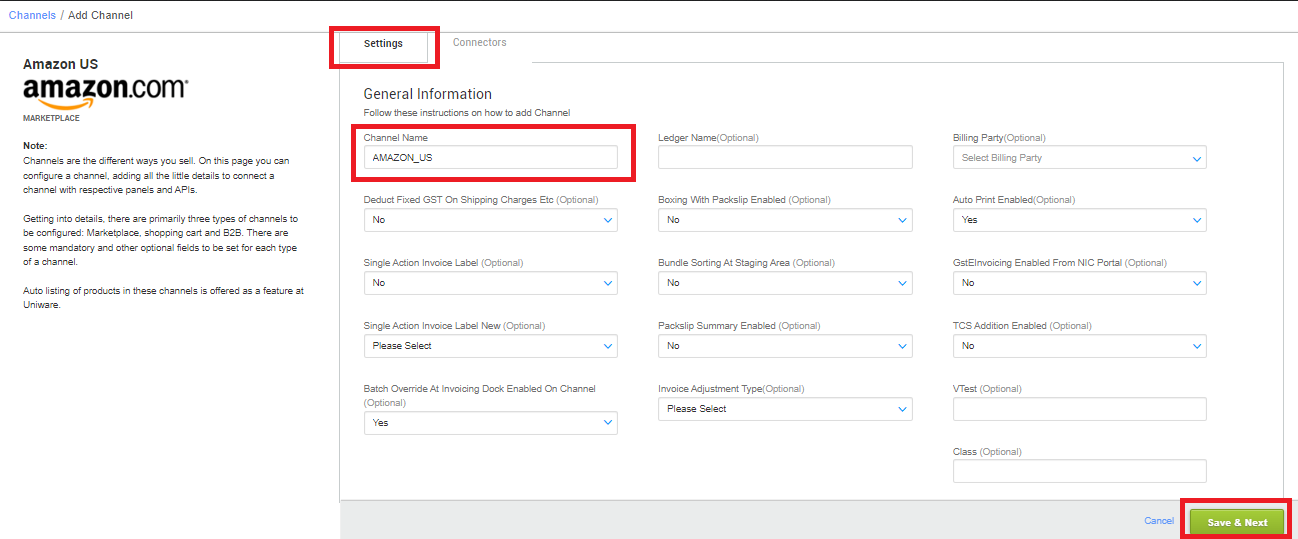 Integration with Amazon International Channels Support Portal