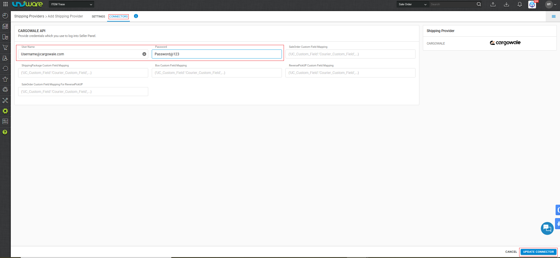 Step-5_Enter_Credential_&_Click_UPDATE_CONNECTOR