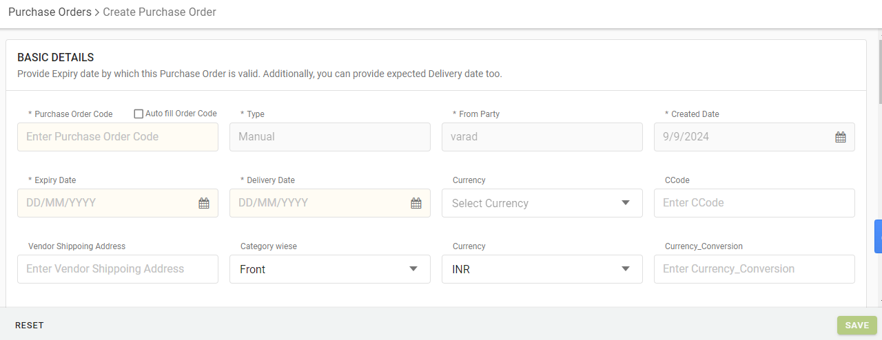 Add Purchase Orders Manually - Unicommerce Support Portal